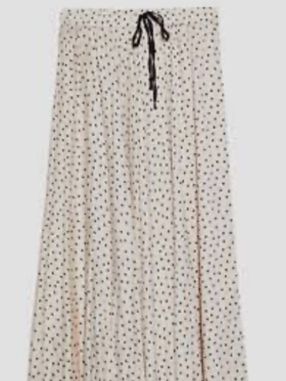Zara Cream Midi Skirt with Black Polka Dots and Drawstring